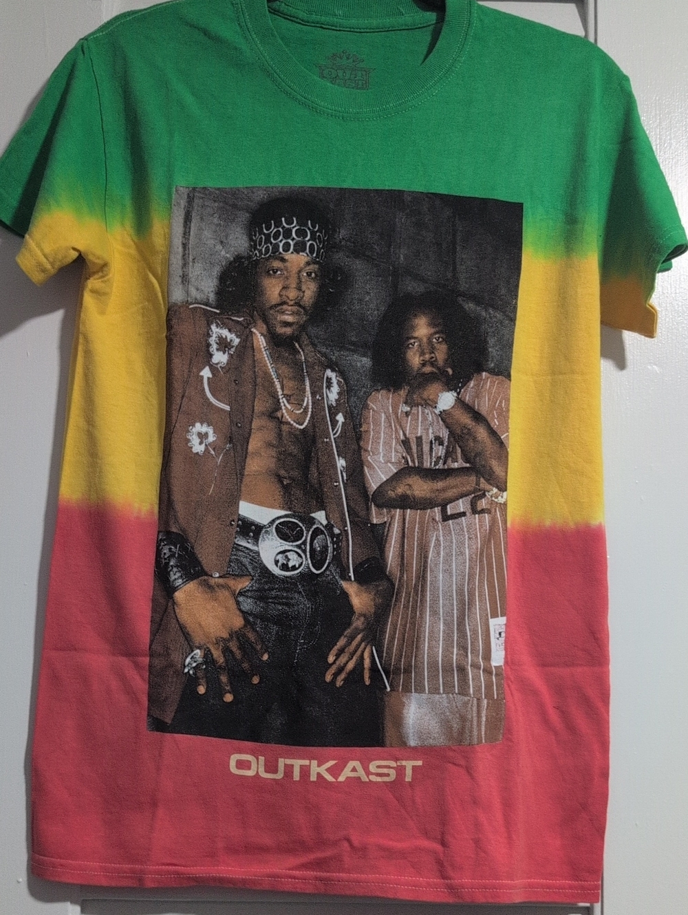 Outkast Tie-Dye Graphic Tee - Green/Yellow/Red, S